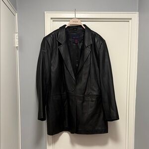 Denim and Co 100% Leather Blazer EUC lined size 1X